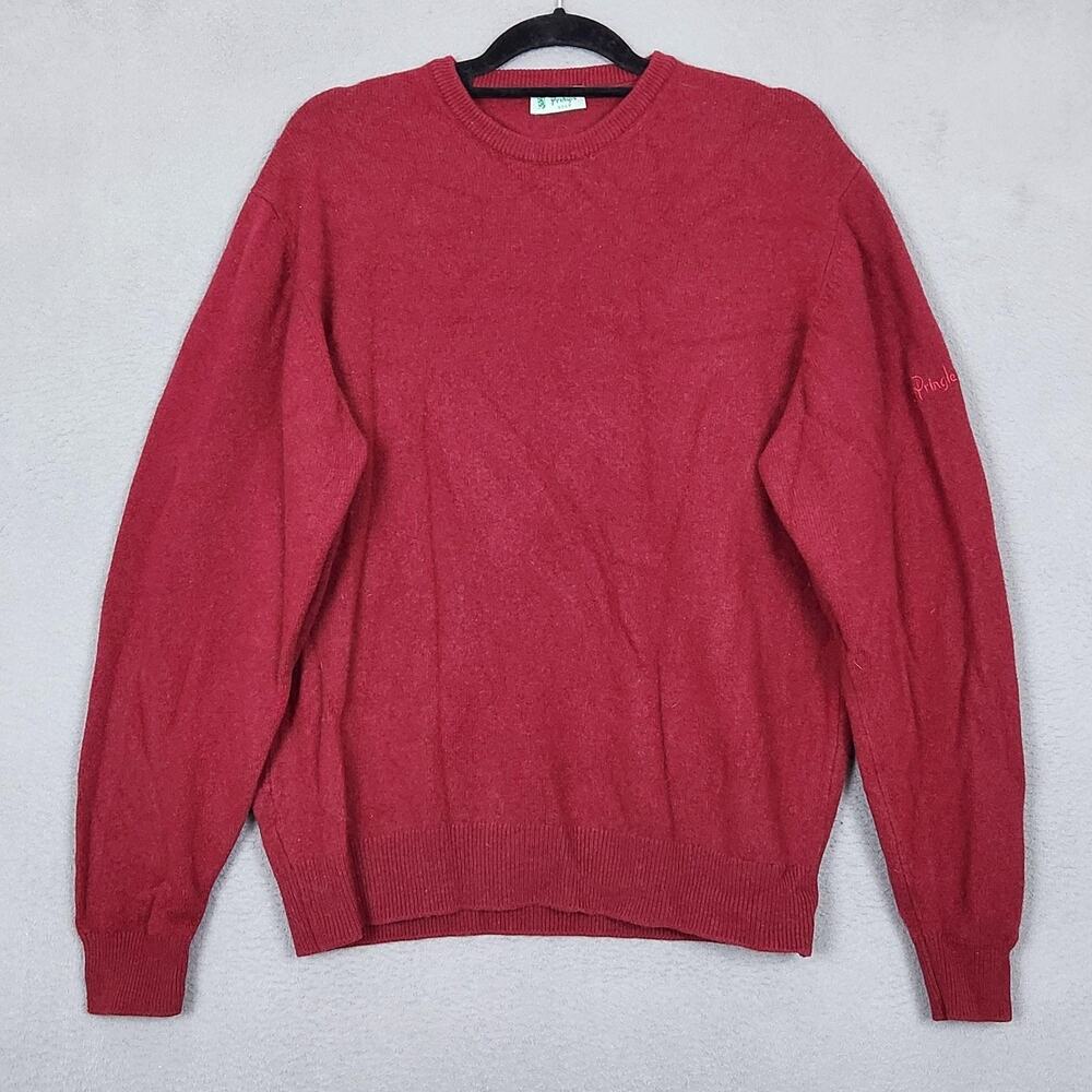 Pringle Golf Sweater Mens XL Red Lambswool Crewneck Knit Pullover Scotland
